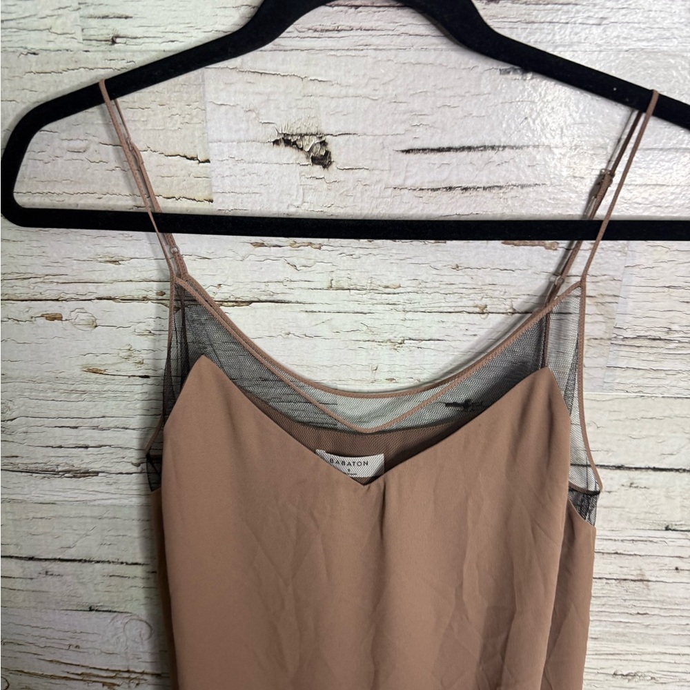 Babaton Circo slip dress aritzia mesh brown tan black size small - Picture 3 of 7